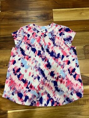 Sew In Love Girls Tie-Dye Henley Top - Pink, Purple, Light Blue